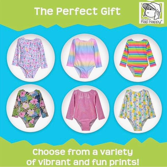 Flap Happy Girls' Rash Guard Swimsuit - Magic Stripe Unicorn - Size 2 - Picture 11 of 12